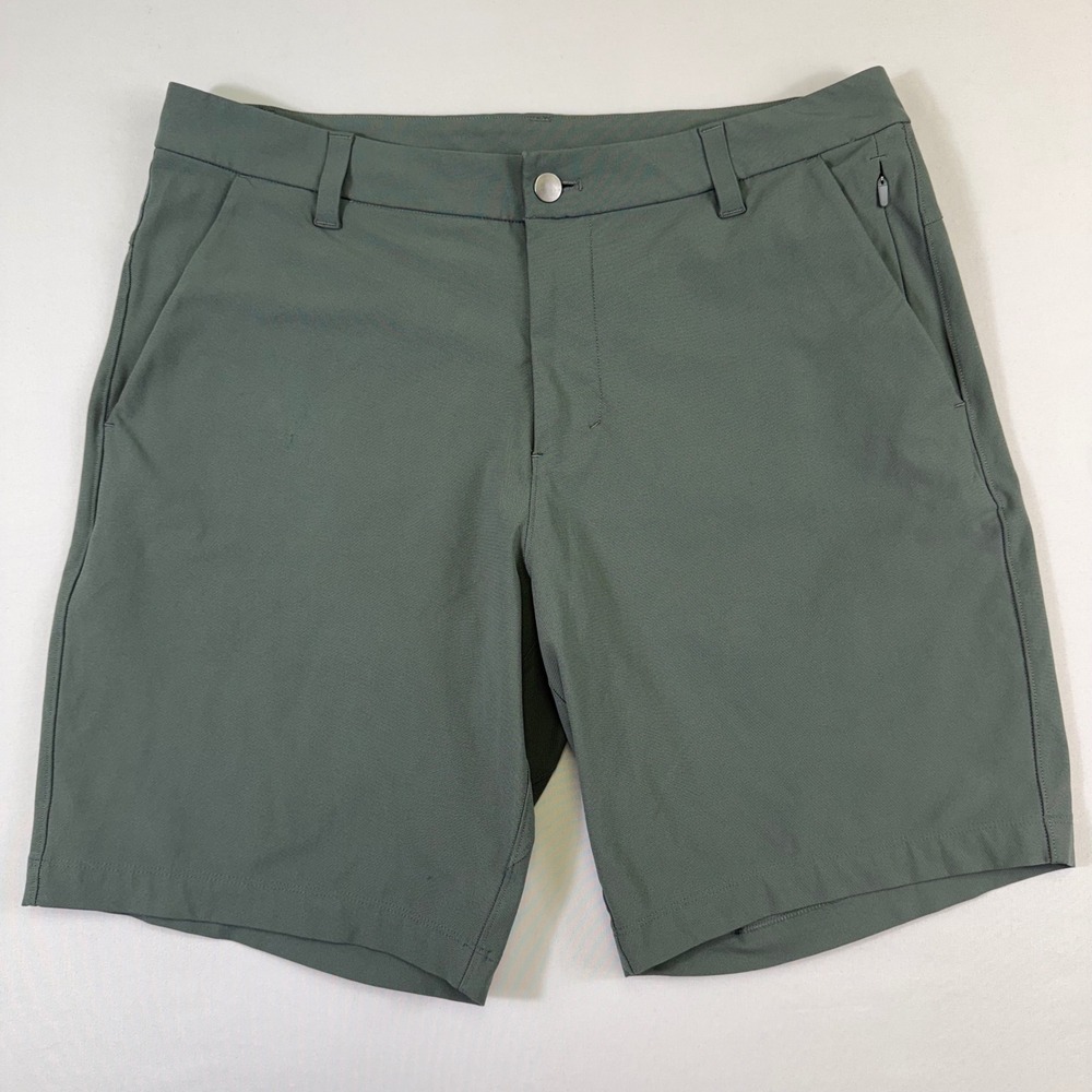 Lululemon Commission Shorts 9" Mens 33 Green Slim Fit Warpstreme Preppy Chino